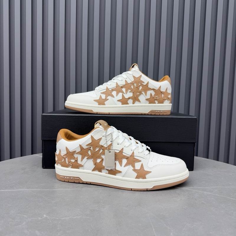 AMIRI White and Tan Star Low-Top Sneakers
