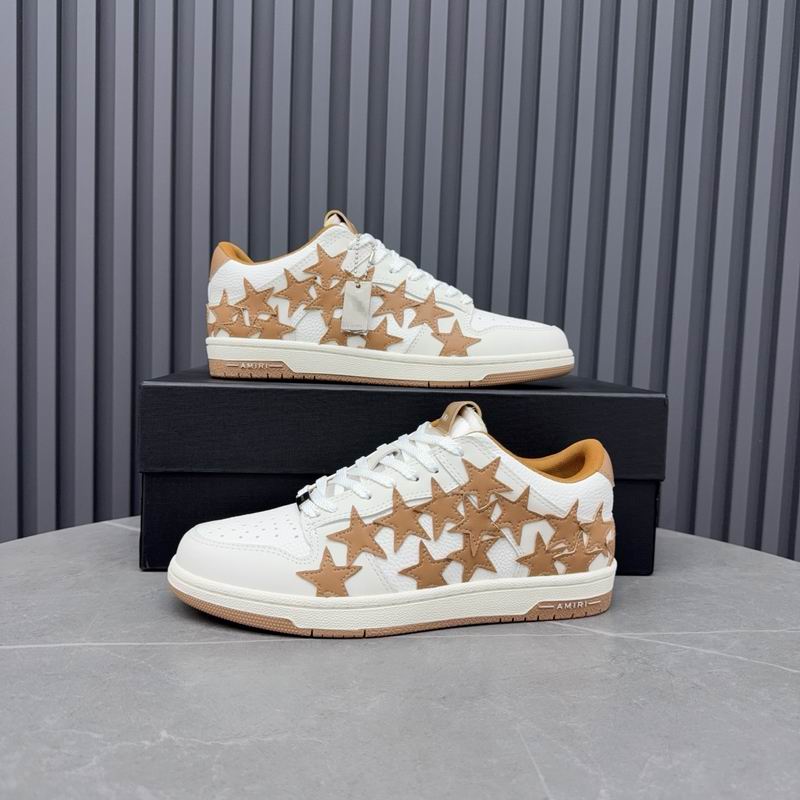 AMIRI White and Tan Star Low-Top Sneakers