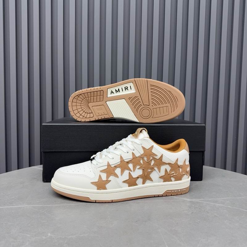 AMIRI White and Tan Star Low-Top Sneakers