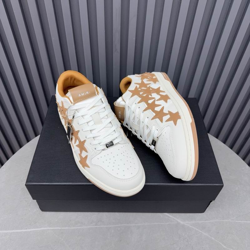 AMIRI White and Tan Star Low-Top Sneakers