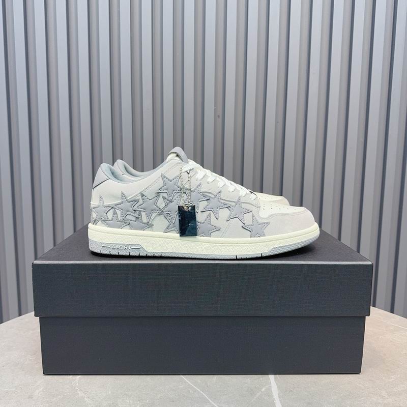 AMIRI White and Grey Star Low-Top Sneakers