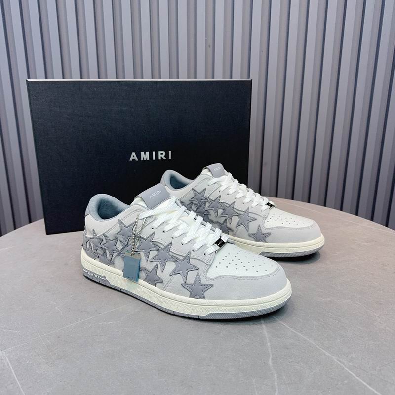 AMIRI White and Grey Star Low-Top Sneakers