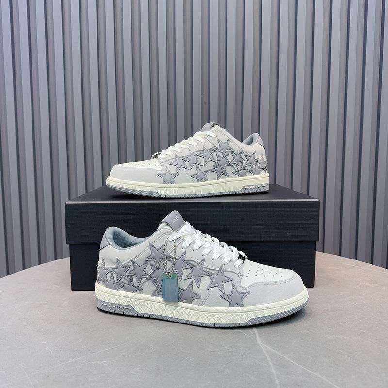 AMIRI White and Grey Star Low-Top Sneakers