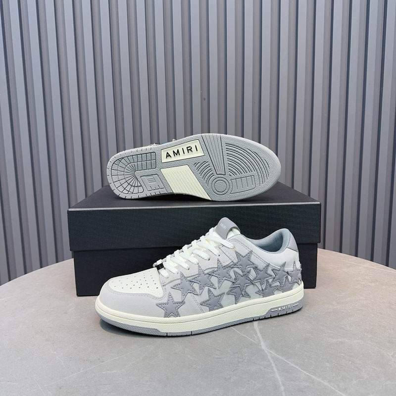 AMIRI White and Grey Star Low-Top Sneakers