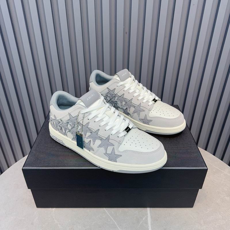 AMIRI White and Grey Star Low-Top Sneakers