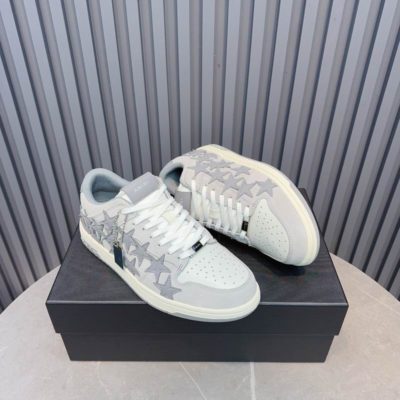 AMIRI White and Grey Star Low-Top Sneakers