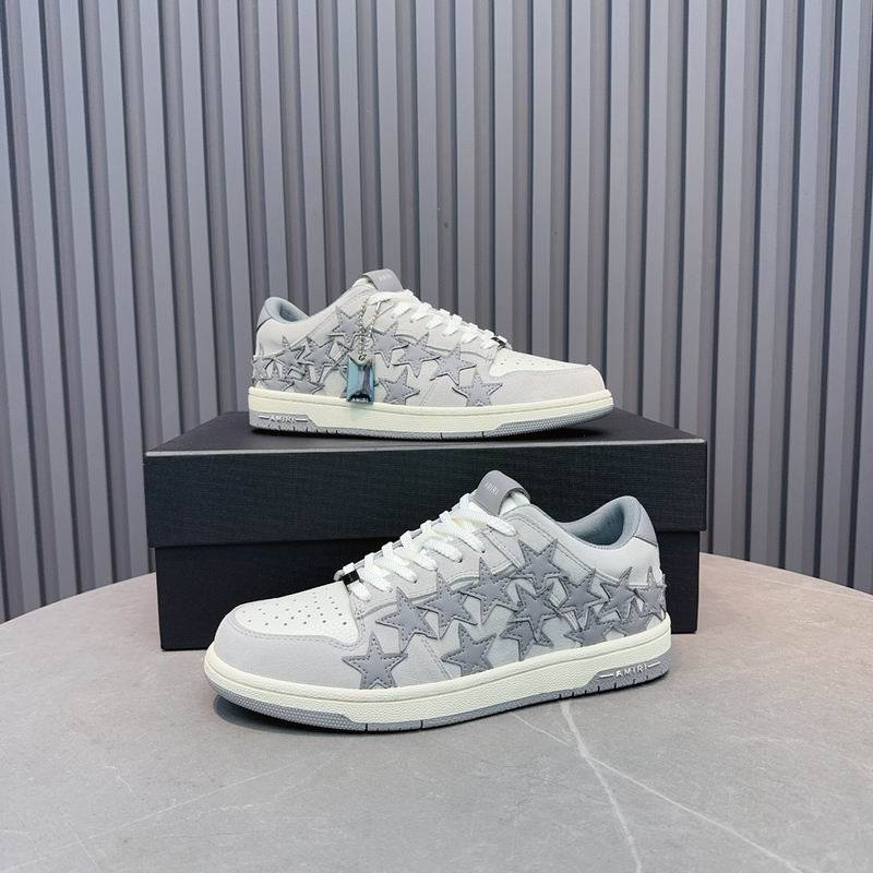AMIRI White and Grey Star Low-Top Sneakers