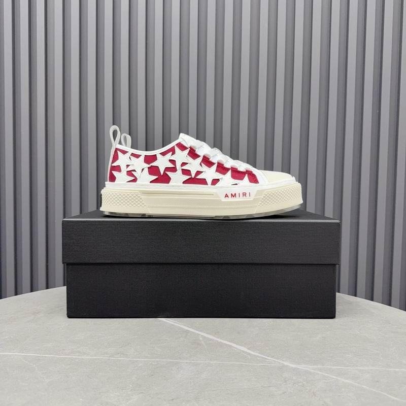 AMIRI Red and White Star Low-Top Sneakers