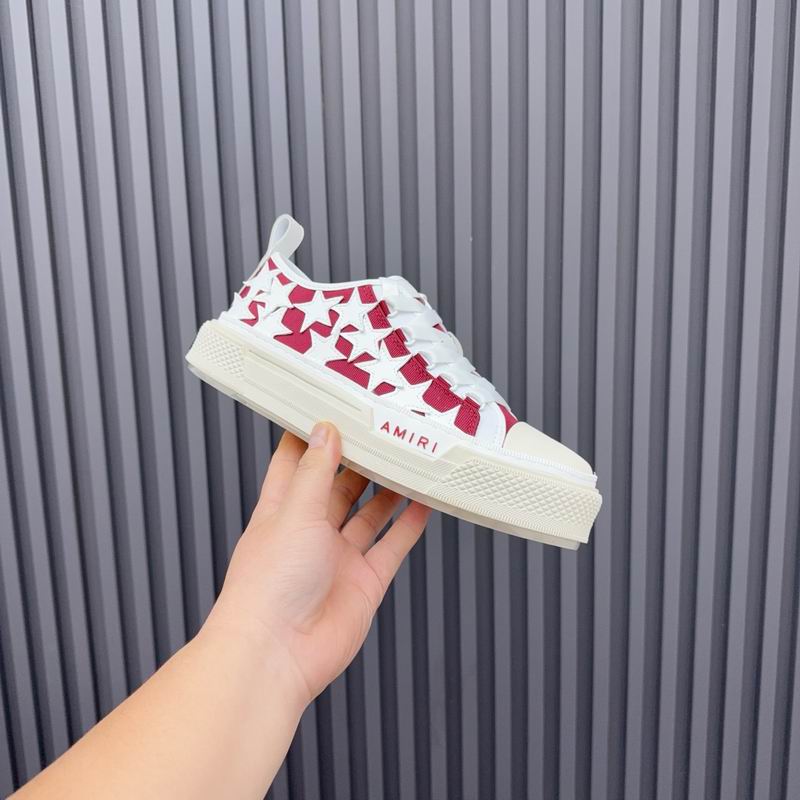 AMIRI Red and White Star Low-Top Sneakers