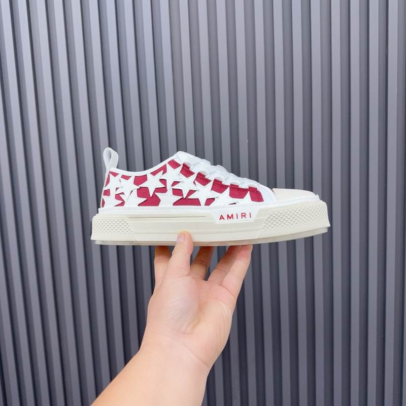 AMIRI Red and White Star Low-Top Sneakers