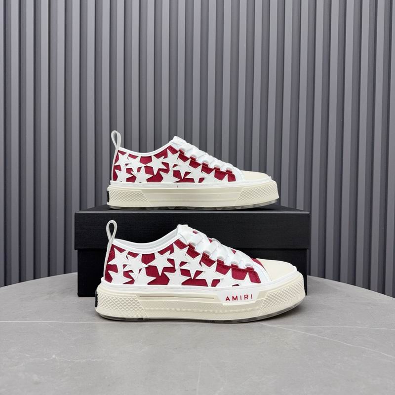 AMIRI Red and White Star Low-Top Sneakers