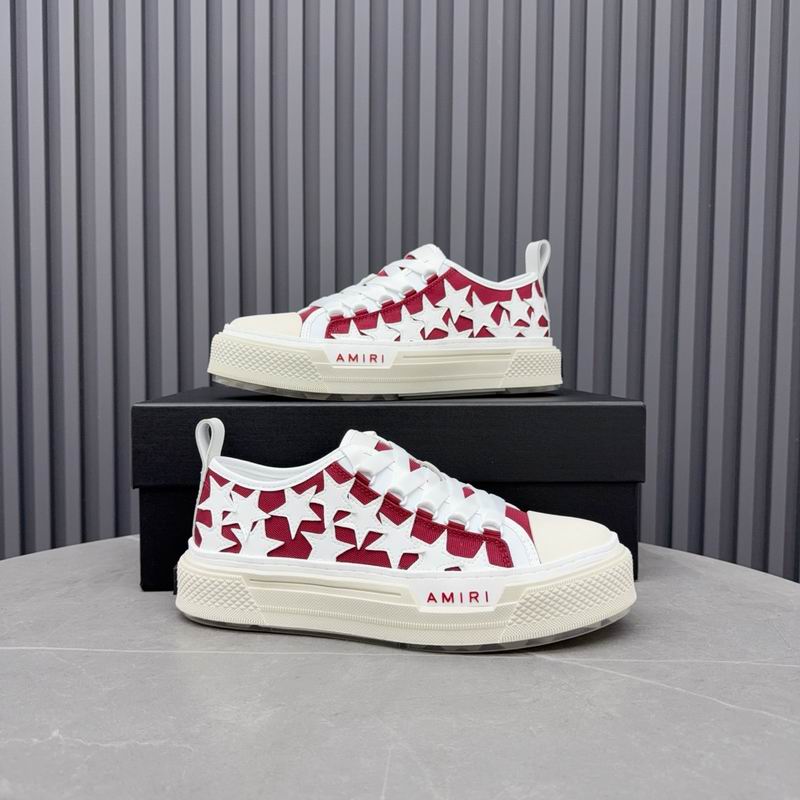AMIRI Red and White Star Low-Top Sneakers