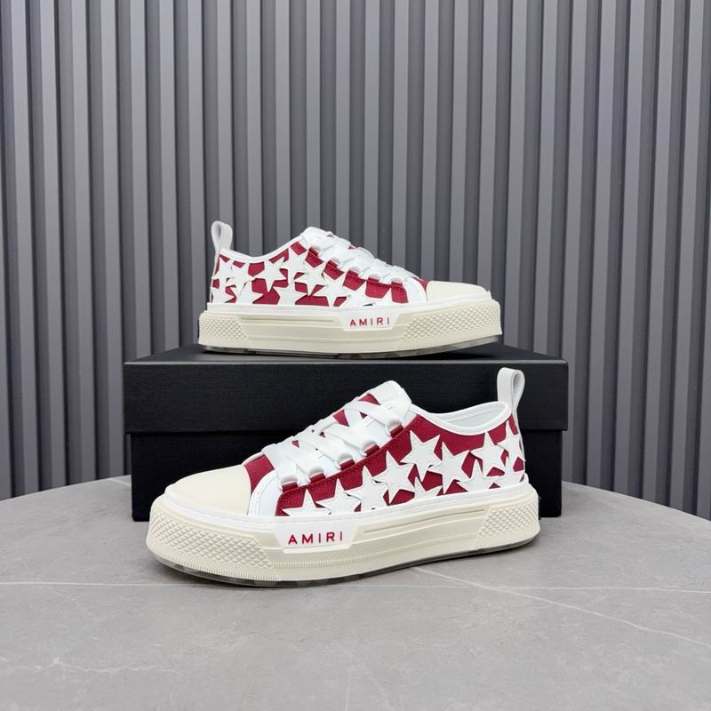 AMIRI Red and White Star Low-Top Sneakers