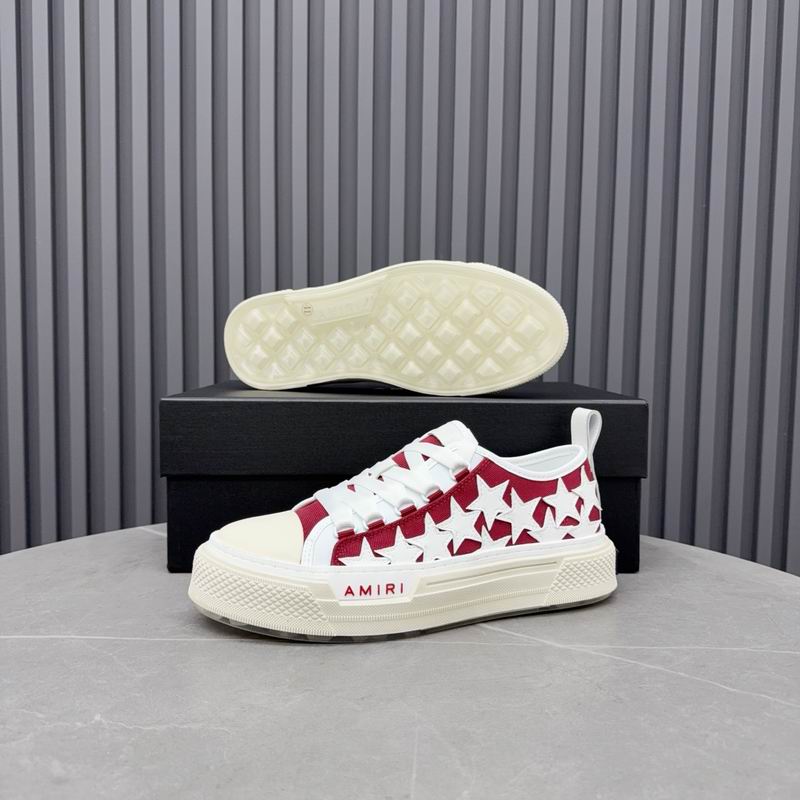 AMIRI Red and White Star Low-Top Sneakers