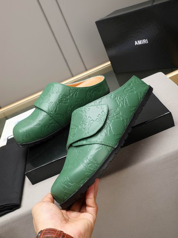 AMIRI Green Embossed Slip-On Mules