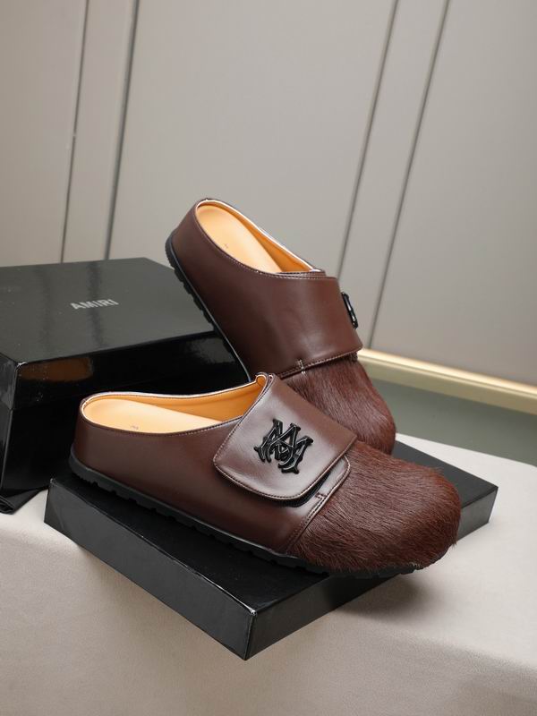 AMIRI Brown Textured Slip-On Mules