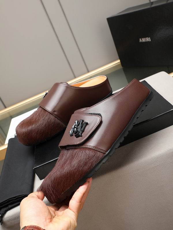 AMIRI Brown Textured Slip-On Mules