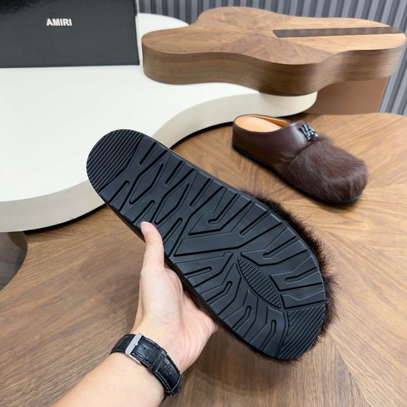 Dark Brown Textured-Toe Slip-On Mules