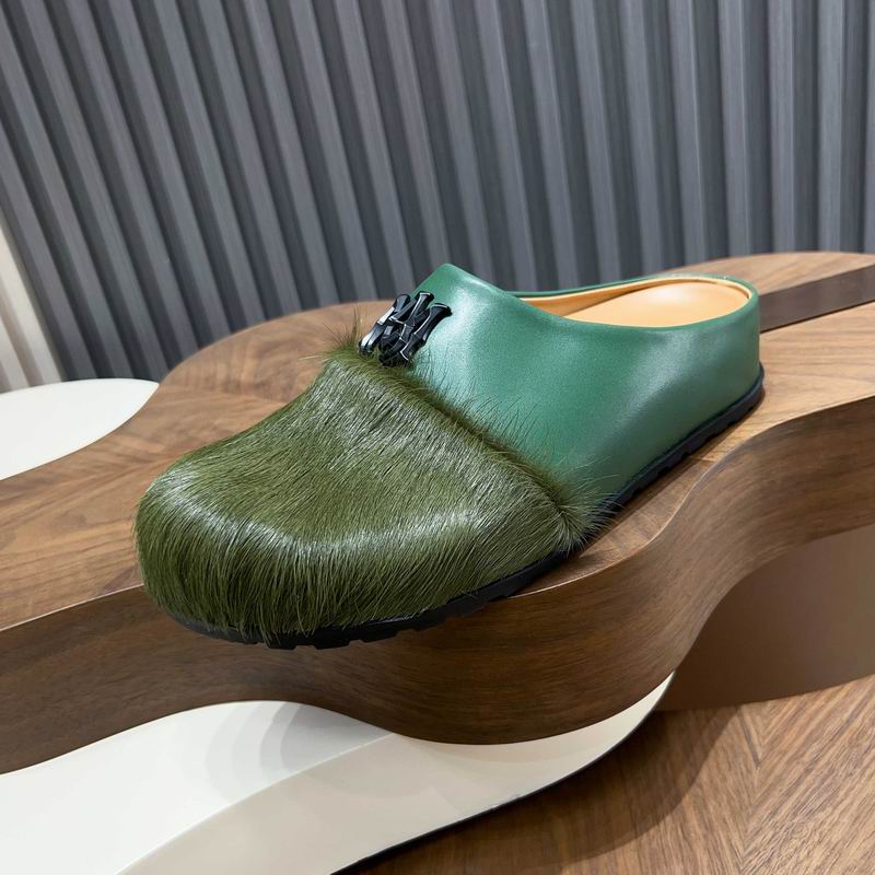 Green Textured-Toe Slip-On Mules