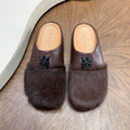Dark Brown Textured-Toe Slip-On Mules