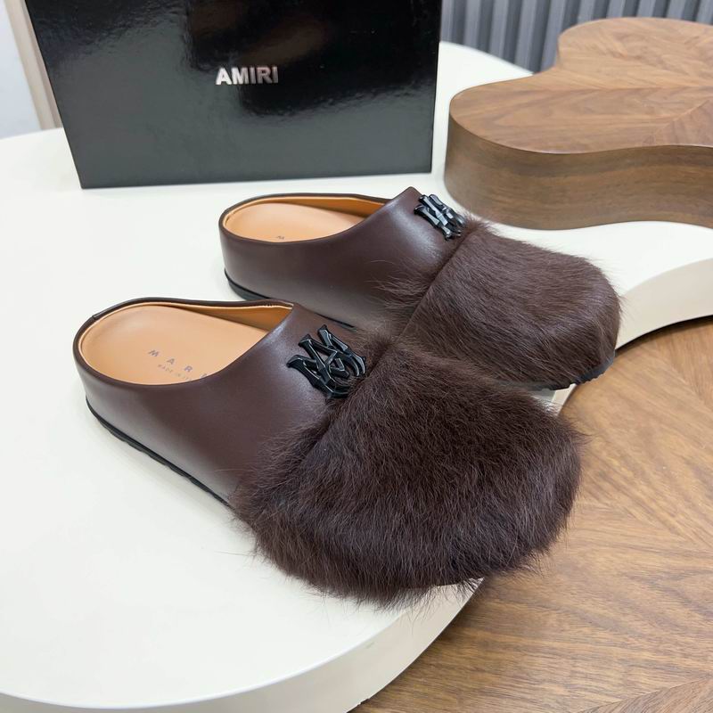 Dark Brown Textured-Toe Slip-On Mules