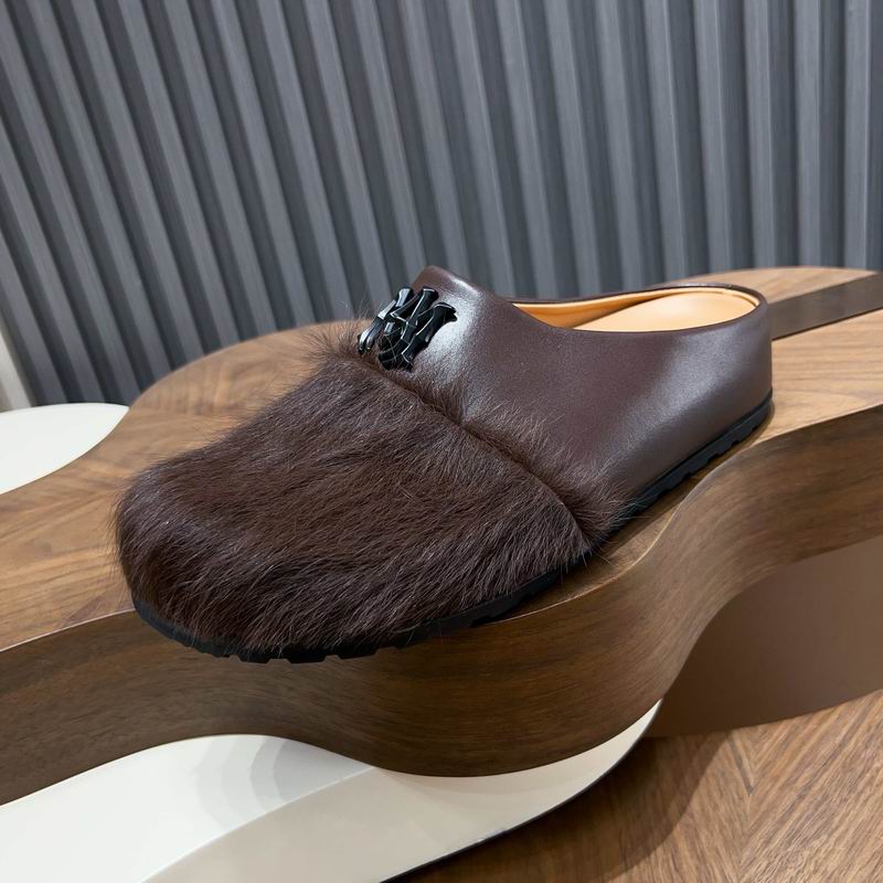 Dark Brown Textured-Toe Slip-On Mules