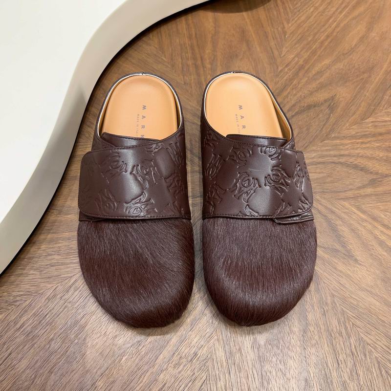 Brown Embossed-Panel Textured-Toe Mules