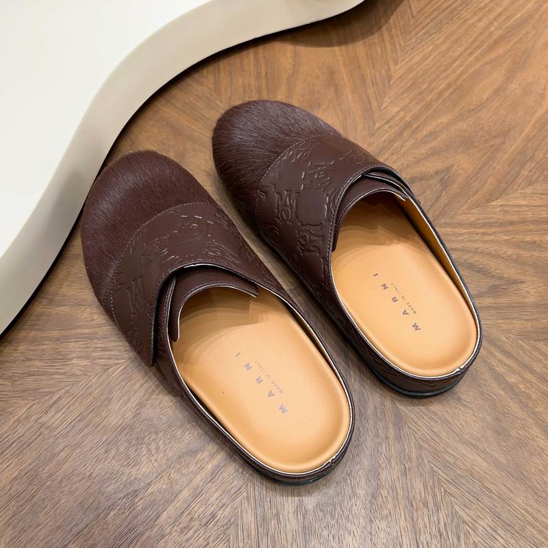 Brown Embossed-Panel Textured-Toe Mules