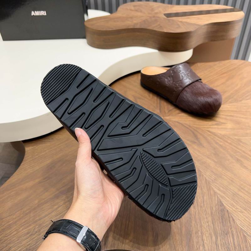 Brown Embossed-Panel Textured-Toe Mules