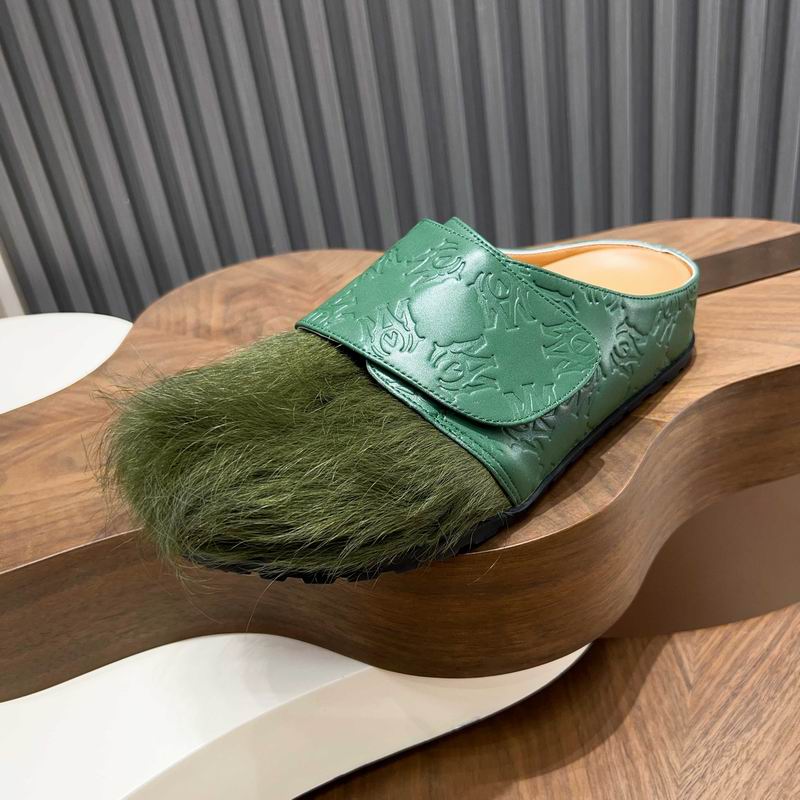 Green Embossed-Panel Textured-Toe Mules