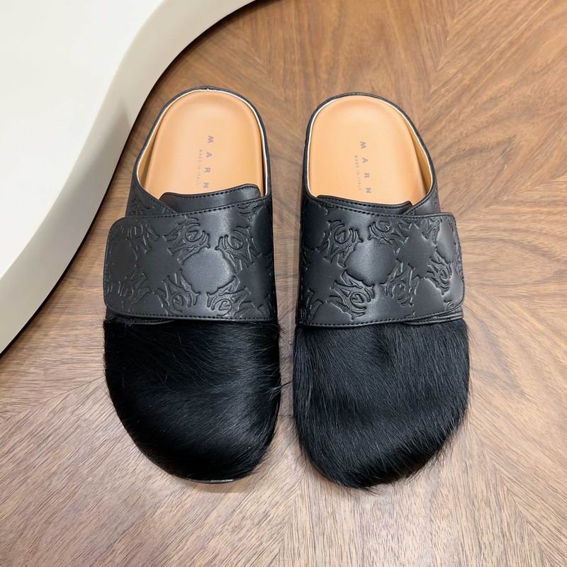 Black Embossed-Panel Textured-Toe Mules