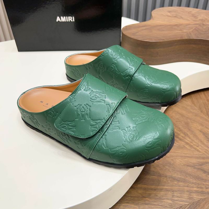 Green All-Over Embossed Slip-On Mules