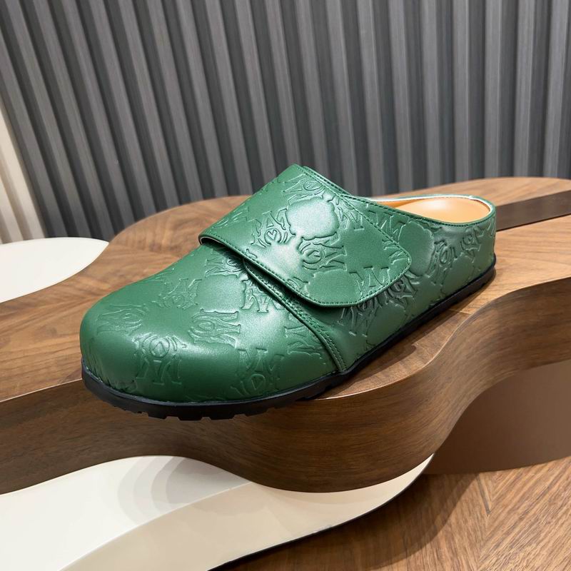 Green All-Over Embossed Slip-On Mules