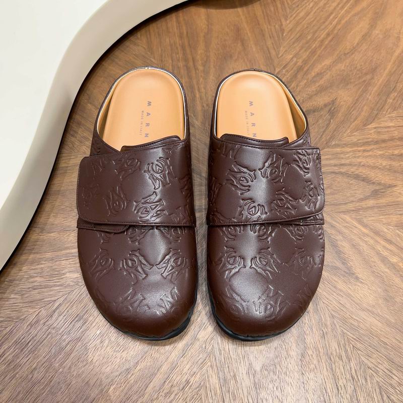 Brown All-Over Embossed Slip-On Mules
