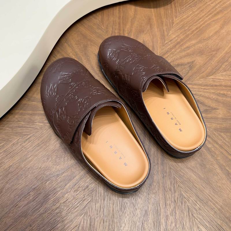 Brown All-Over Embossed Slip-On Mules