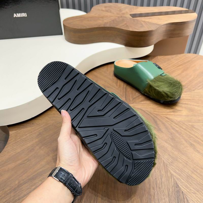 Green Emblem-Panel Textured-Toe Mules