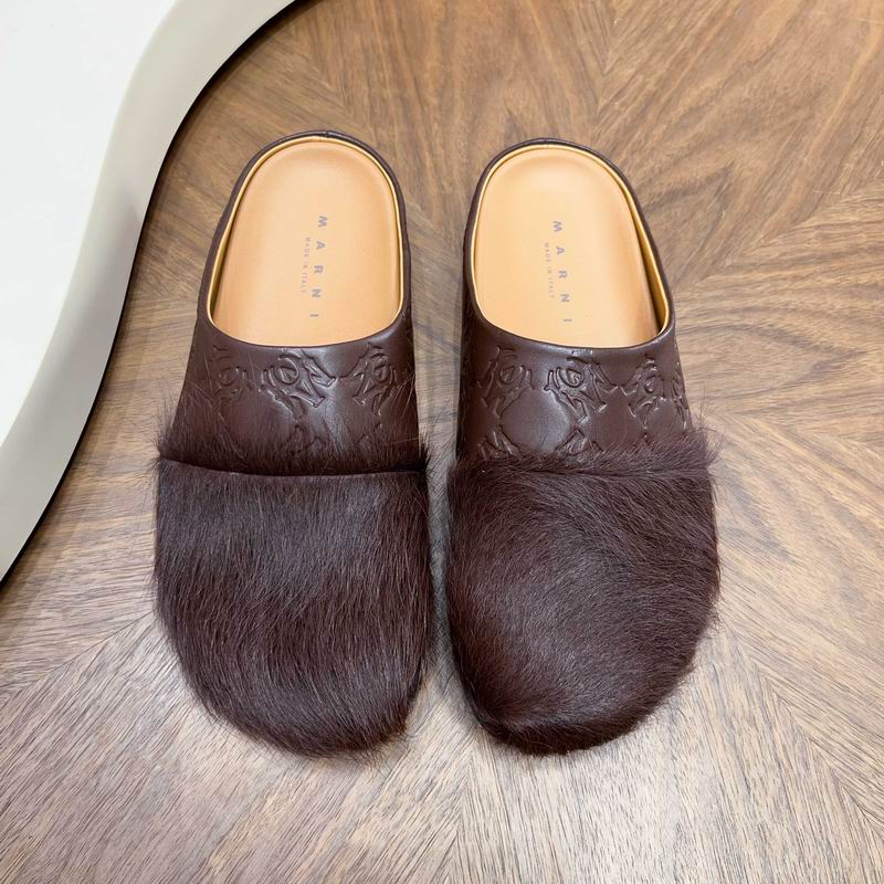 Brown Embossed-Upper Textured-Toe Mules