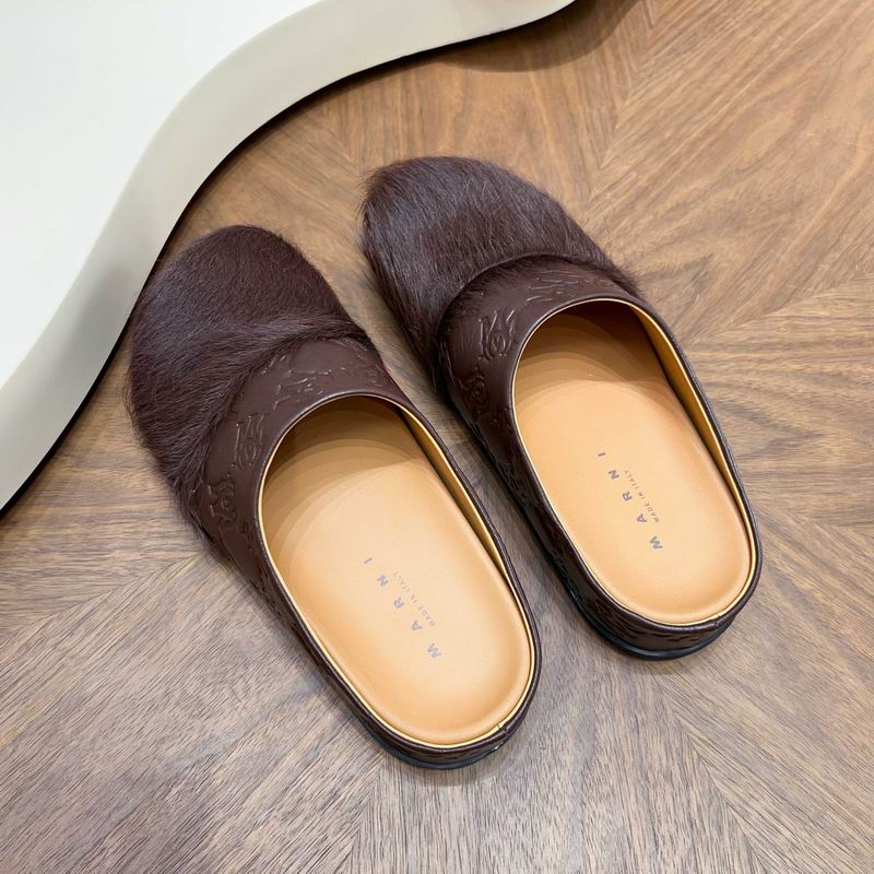 Brown Embossed-Upper Textured-Toe Mules