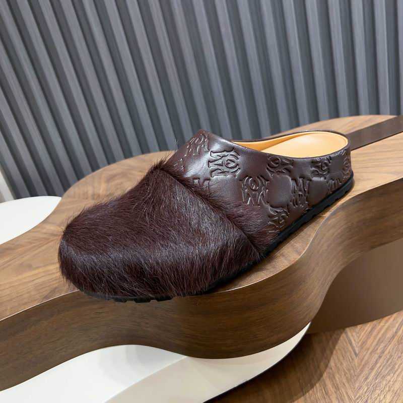 Brown Embossed-Upper Textured-Toe Mules
