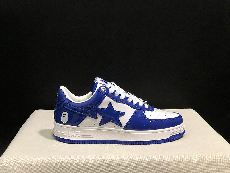 Blue & White Star-Detail Low-Top Sneakers