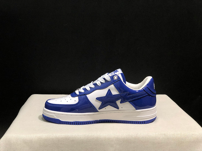 Blue & White Star-Detail Low-Top Sneakers