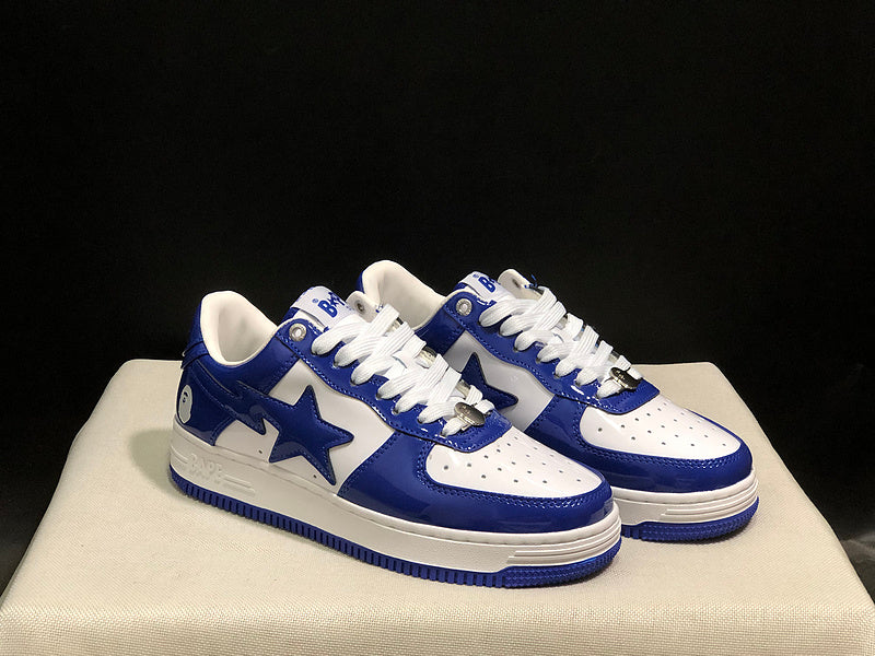 Blue & White Star-Detail Low-Top Sneakers