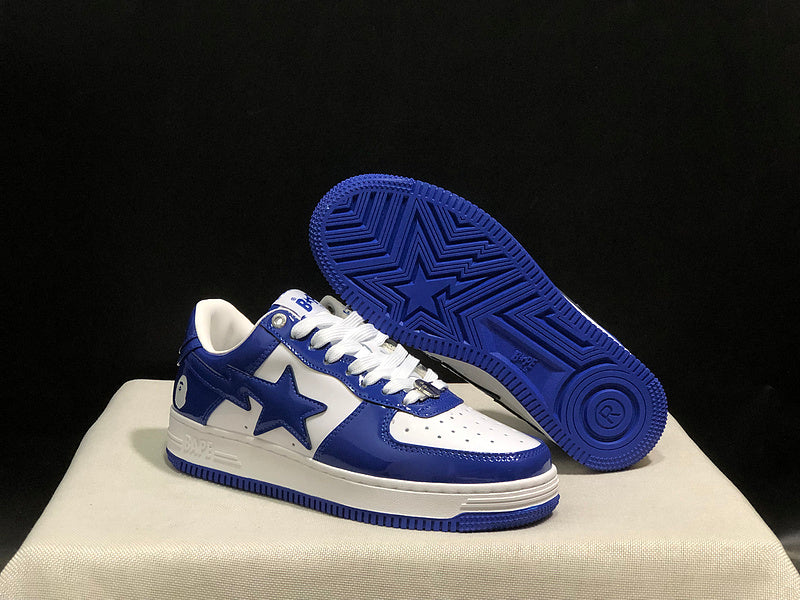 Blue & White Star-Detail Low-Top Sneakers