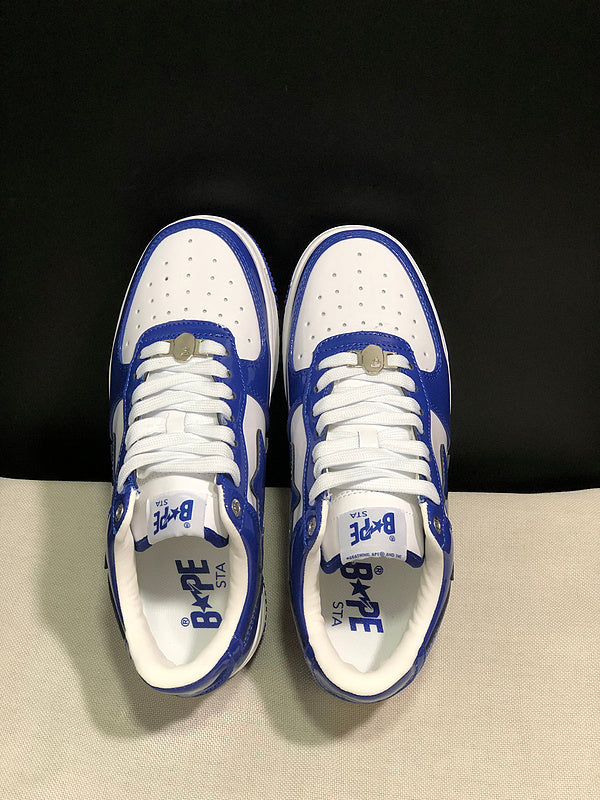 Blue & White Star-Detail Low-Top Sneakers