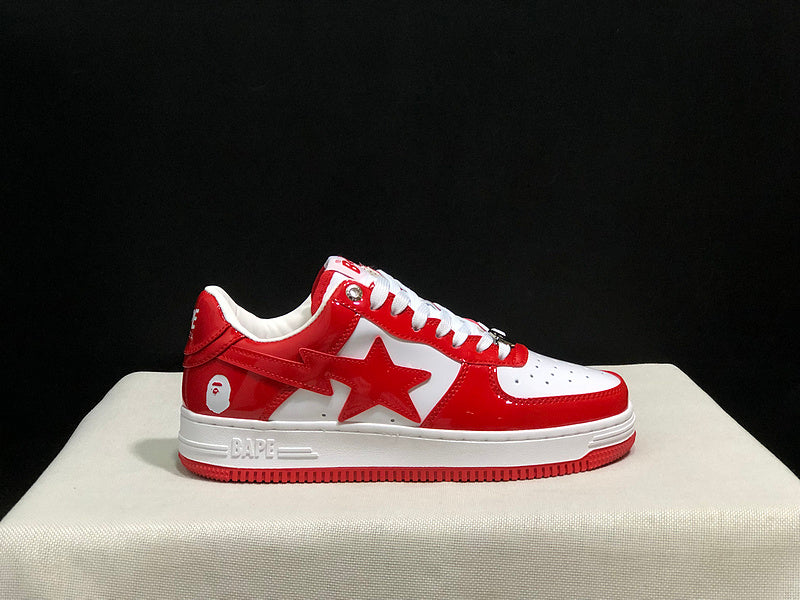 Red & White Star-Detail Low-Top Sneakers
