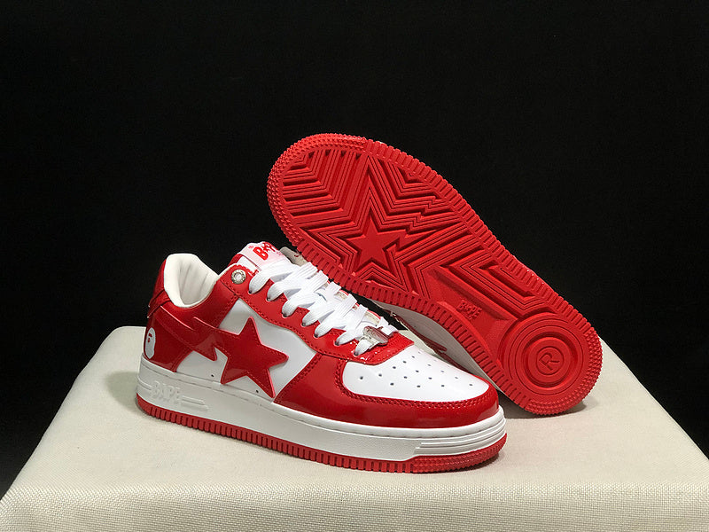 Red & White Star-Detail Low-Top Sneakers