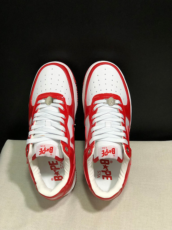 Red & White Star-Detail Low-Top Sneakers