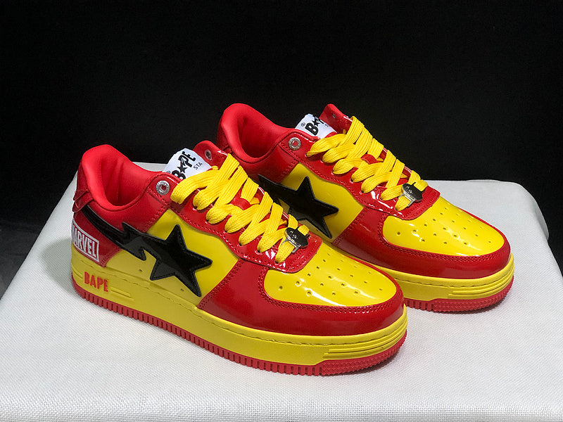 Red & Yellow Star-Detail Low-Top Sneakers