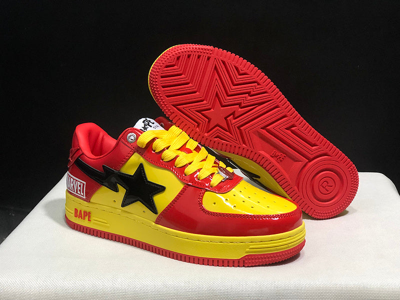 Red & Yellow Star-Detail Low-Top Sneakers