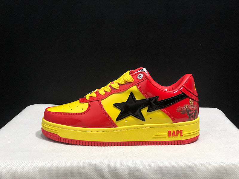 Red & Yellow Star-Detail Low-Top Sneakers